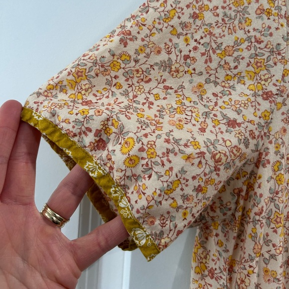 Madewell Micro Floral Button Back Peasant Blouse Size S Cottage Hippie Boho Top - Picture 4 of 8